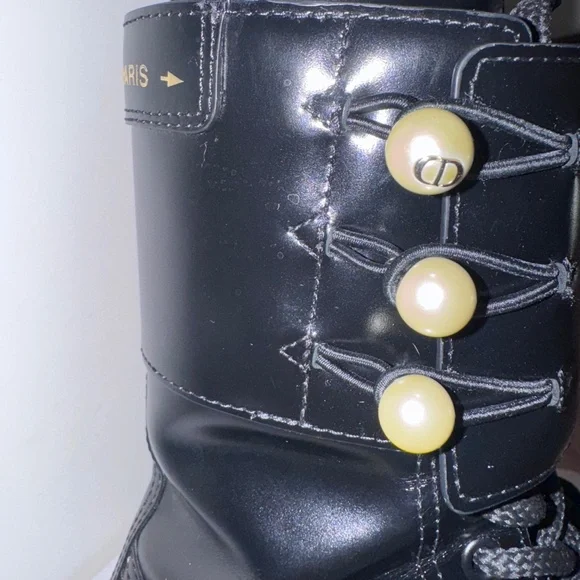 Dior D-Strike Combat Ankle Boots Black Calfskin Leather Size [size 6) - Picture 7 of 9